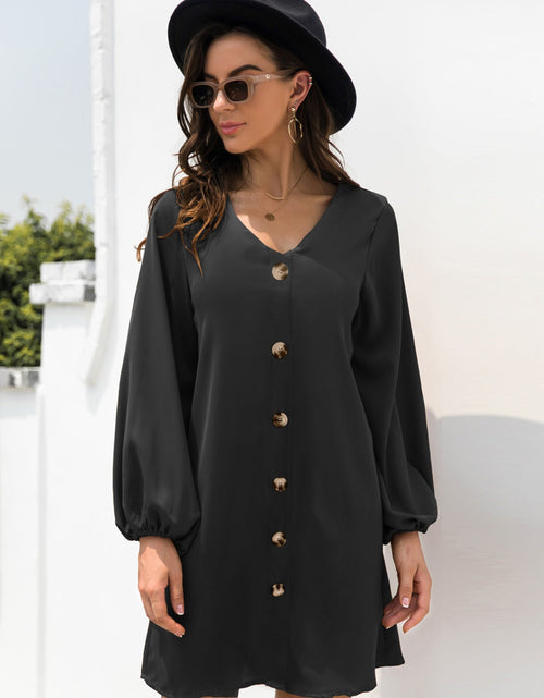 Load image into Gallery viewer, V-Neck Long Sleeve Mini Dress
