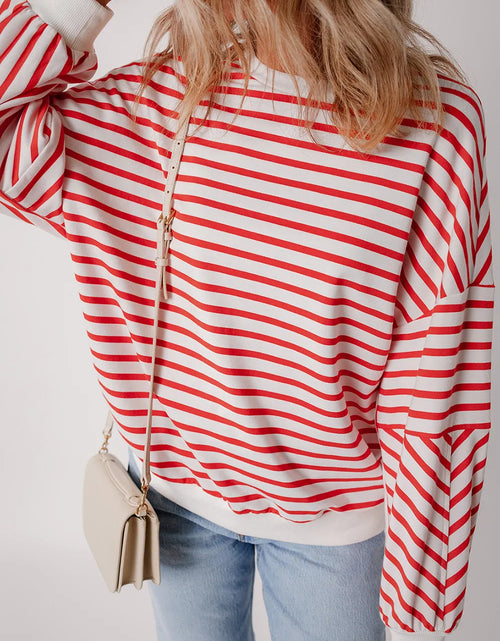 Load image into Gallery viewer, Striped Dropped Shoulder Long Sleeve Sweatshirt
