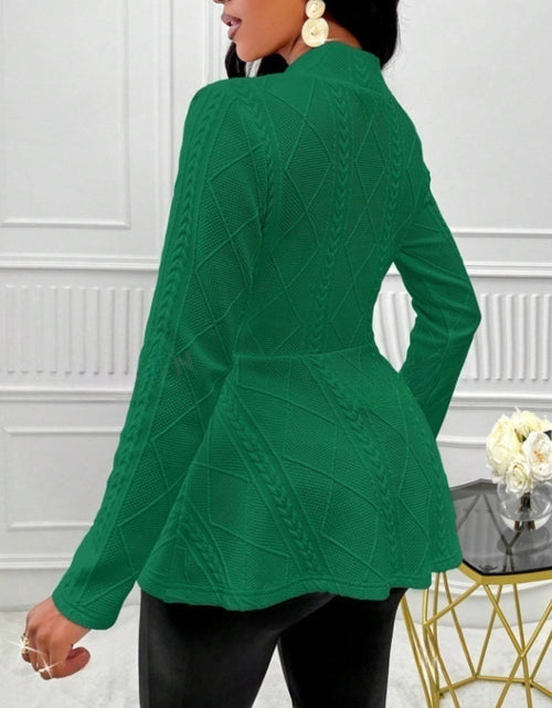 Load image into Gallery viewer, One Button Textured Peplum Cardigan
