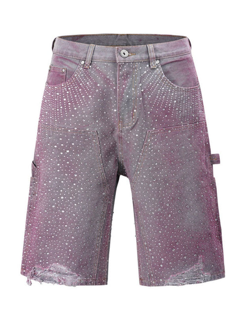 Load image into Gallery viewer, Men's Rhinestone Shorts with Pockets

