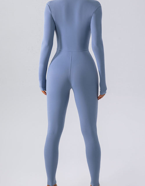 Load image into Gallery viewer, Half Zip Mock Neck Active Jumpsuit
