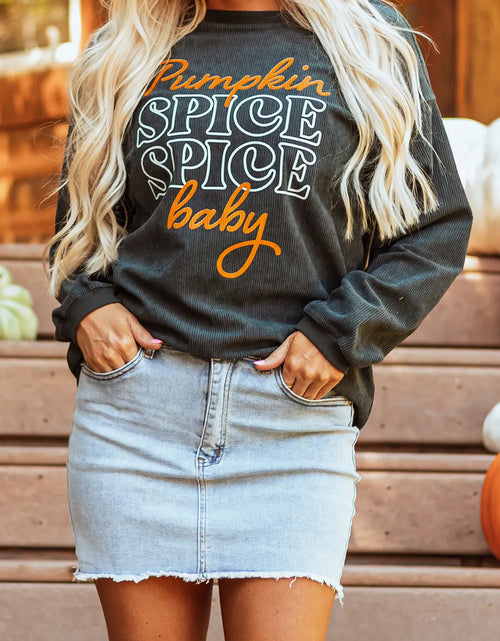 Load image into Gallery viewer, Letter Graphic Round Neck Long Sleeve Sweatshirt

