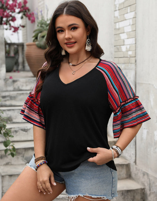 Load image into Gallery viewer, Plus Size V-Neck Flounce Sleeve Top
