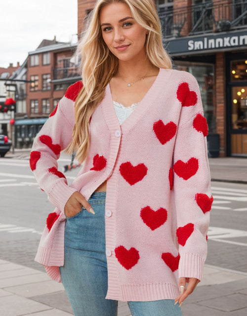 Load image into Gallery viewer, Heart Button Down Long Sleeve Cardigan
