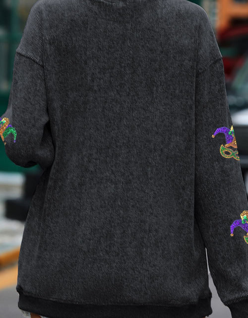 Load image into Gallery viewer, Sequin Round Neck Dropped Shoulder Sweatshirt
