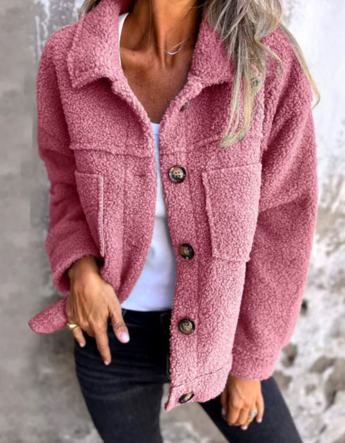 Load image into Gallery viewer, Full Size Fuzzy Button Up Drop Shoulder Jacket
