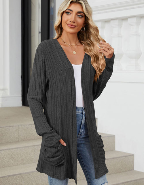 Load image into Gallery viewer, Pocketed Open Front Long Sleeve Cardigan

