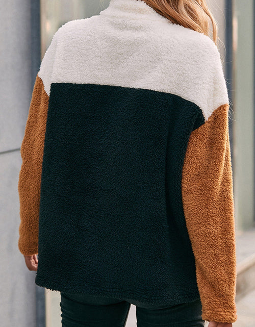 Load image into Gallery viewer, Ivy Lane Color Block Quarter Zip Dropped Shoulder Sweatshirt
