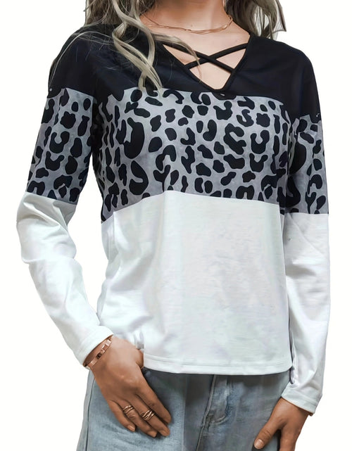 Load image into Gallery viewer, Crisscross Color Block Long Sleeve T-Shirt
