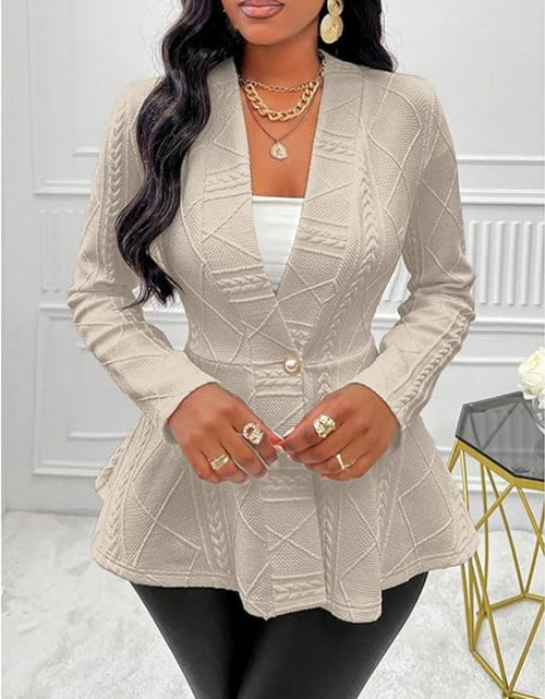 Load image into Gallery viewer, One Button Textured Peplum Cardigan
