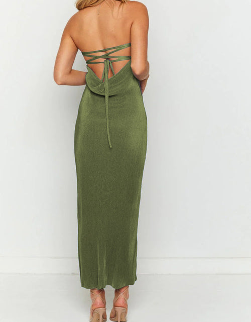 Load image into Gallery viewer, Lace-Up Back Tube Maxi Dress
