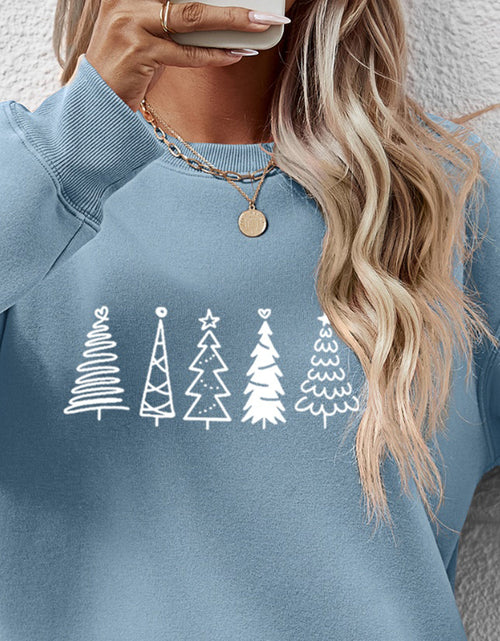 Load image into Gallery viewer, Christmas Tree Graphic Drop Shoulder Sweatshirt
