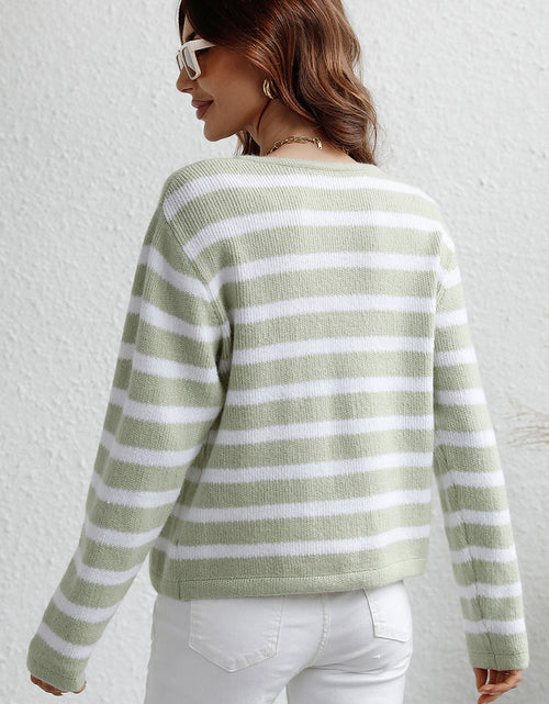 Load image into Gallery viewer, Striped Button Down Long Sleeve Cardigan
