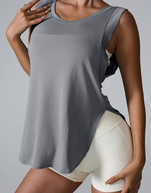 Load image into Gallery viewer, Slit Round Neck Active Tank

