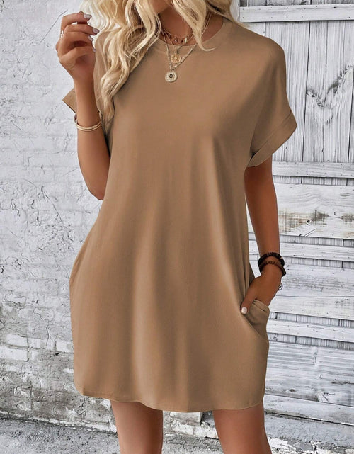 Load image into Gallery viewer, Round Neck Short Sleeve Mini Dress
