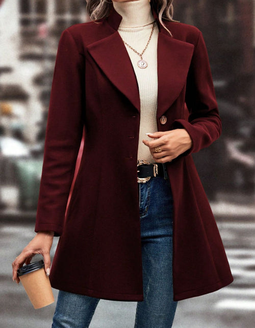 Load image into Gallery viewer, Collared Neck Button Up Long Sleeve Coat
