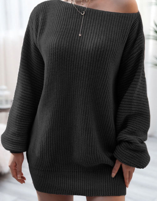 Load image into Gallery viewer, Boat Neck Long Sleeve Mini Sweater Dress
