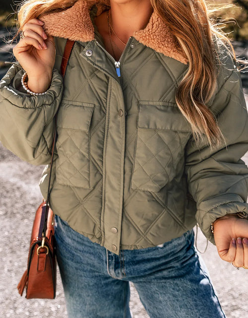Load image into Gallery viewer, Drawstring Collared Neck Long Sleeve Winter Coat
