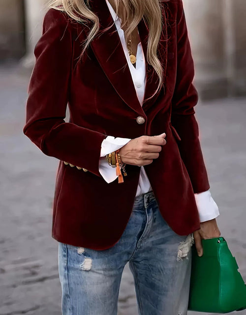 Load image into Gallery viewer, Lapel Collar One Button Blazer
