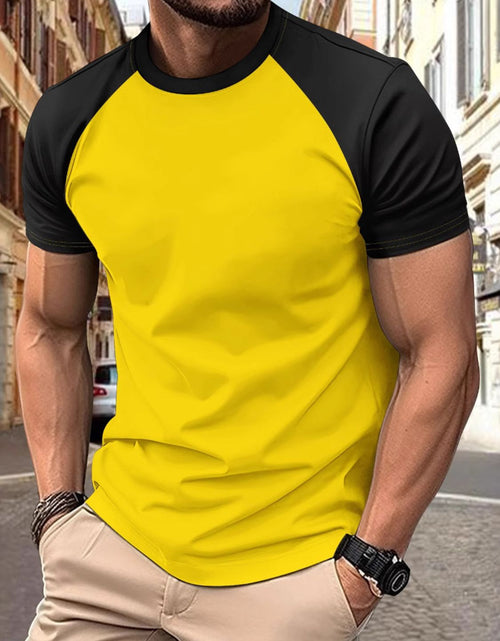 Load image into Gallery viewer, Men's Full Size Round Neck Contrast T-Shirt Plus Size
