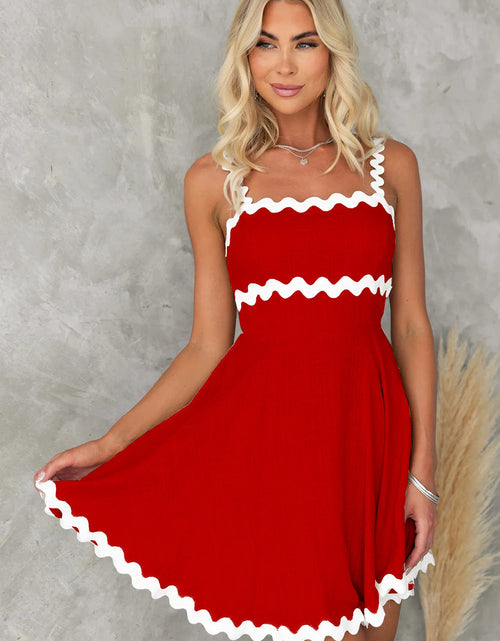 Load image into Gallery viewer, Contrast Trim Square Neck Mini Dress

