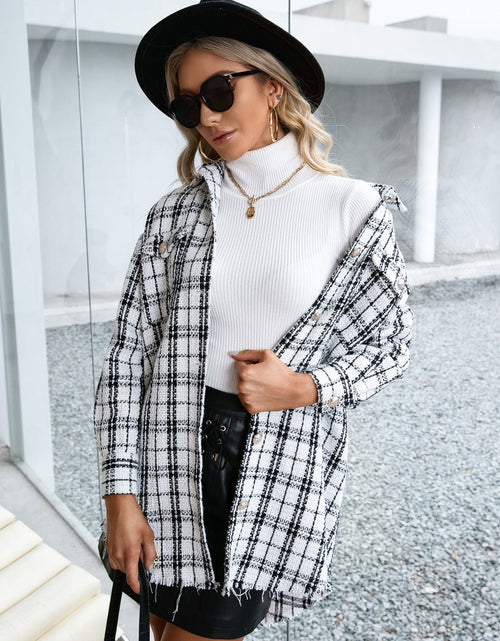 Load image into Gallery viewer, Ivy Lane Plaid Pocketed Button Up Dropped Shoulder Jacket
