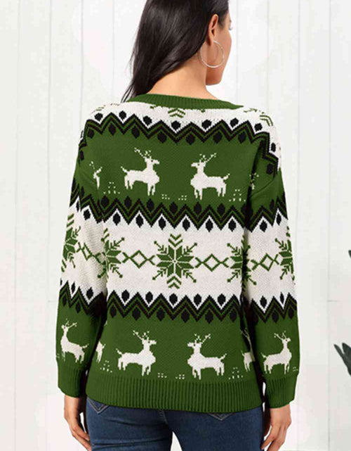 Load image into Gallery viewer, Reindeer Round Neck Sweater
