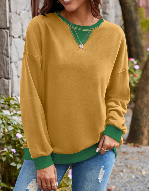 Load image into Gallery viewer, Lovelet Contrast Round Neck Long Sleeve Sweatshirt
