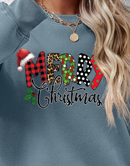 Load image into Gallery viewer, MERRY CHRISTMAS Round Neck Dropped Shoulder Sweatshirt
