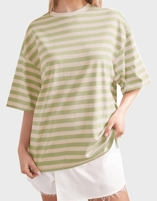 Load image into Gallery viewer, Striped Round Neck Half Sleeve T-Shirt

