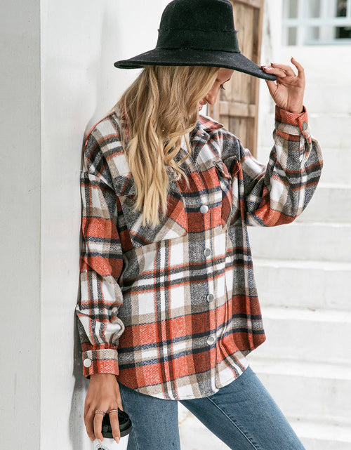 Load image into Gallery viewer, Ivy Lane Meet You Outside Plaid Button Down Curved Hem Shacket
