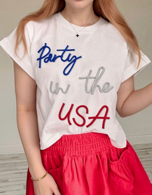 Load image into Gallery viewer, Letter Round Neck Short Sleeve T-Shirt

