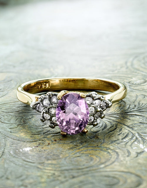 Load image into Gallery viewer, Vintage 1980's Cubic Zirconia Ring with Clear Austrian Crystals 18k Yellow Gold Electroplated by PVD Vintage Jewelry
