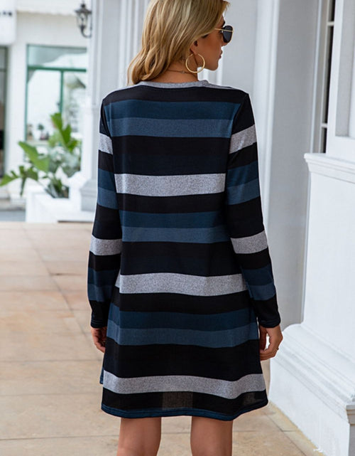 Load image into Gallery viewer, Striped Round Neck Long Sleeve Dress
