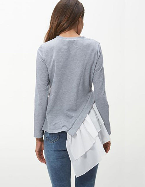 Load image into Gallery viewer, Ivy Lane Tiered Contrast Round Neck Long Sleeve T-Shirt
