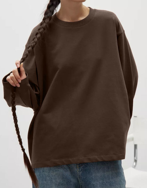 Load image into Gallery viewer, Round Neck Dropped Shoulder Long Sleeve T-Shirt
