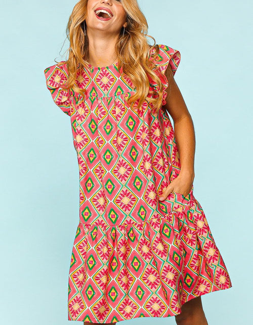 Load image into Gallery viewer, Haptics Full Size Ruffled Printed Dress with Side Pockets
