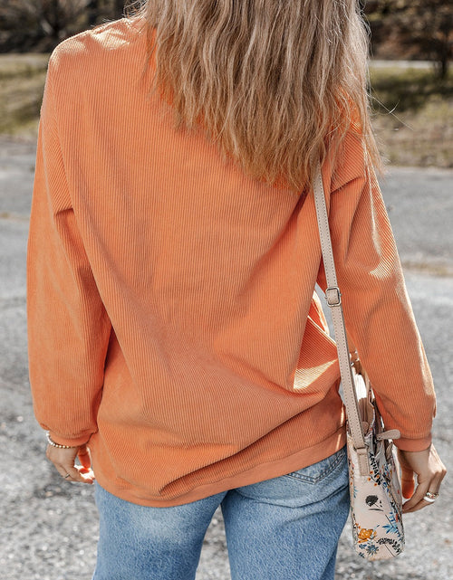 Load image into Gallery viewer, Sequin Pumpkin Round Neck Long Sleeve Sweatshirt
