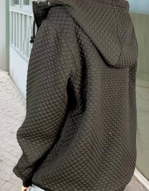 Load image into Gallery viewer, Drawstring Zip Up Long Sleeve Hooded Jacket
