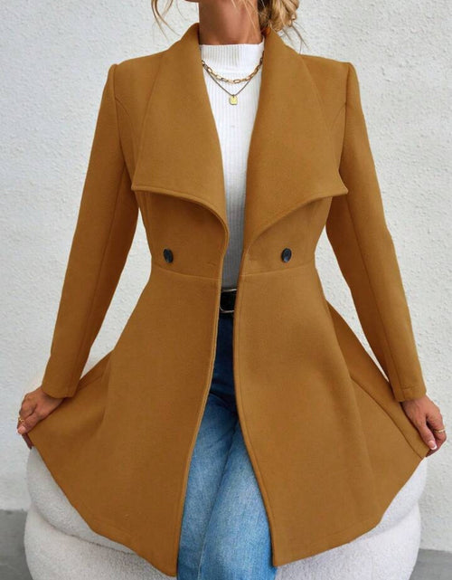 Load image into Gallery viewer, Collared Neck Button Up Long Sleeve Coat

