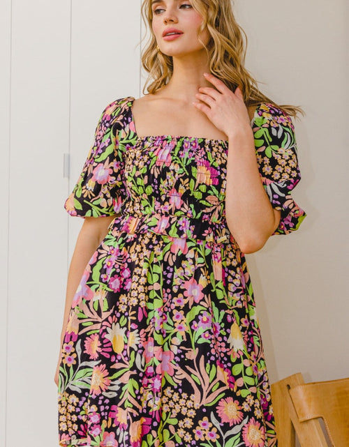 Load image into Gallery viewer, ODDI Full Size Floral Tie-Back Mini Dress
