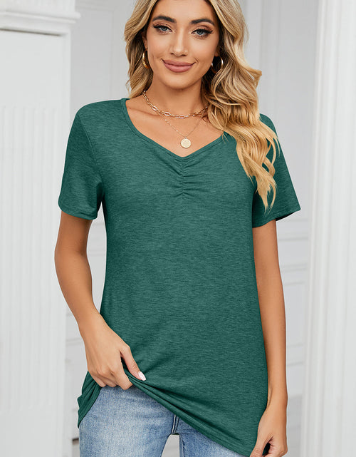 Load image into Gallery viewer, Ruched Heathered Short Sleeve T-Shirt
