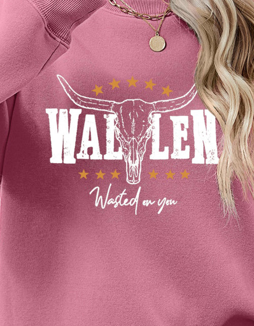 Load image into Gallery viewer, Graphic Round Neck Dropped Shoulder Sweatshirt
