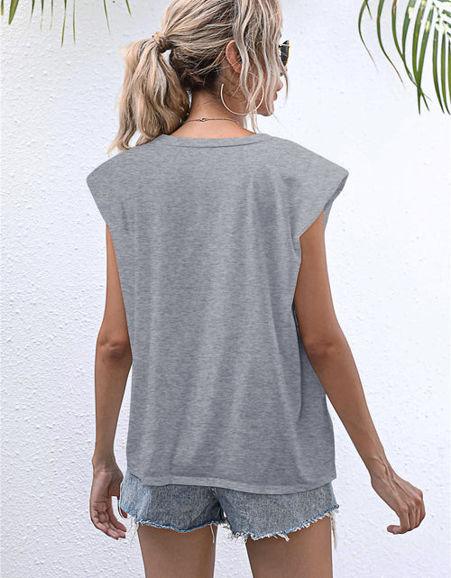 Load image into Gallery viewer, Round Neck Cap Sleeve Tee
