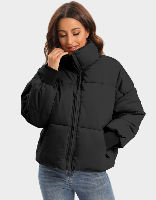 Load image into Gallery viewer, Zip Up Turtleneck Long Sleeve Puffer Jacket
