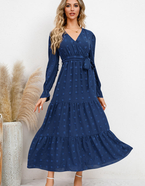 Load image into Gallery viewer, Swiss Dot Tied Surplice Flounce Sleeve Dress
