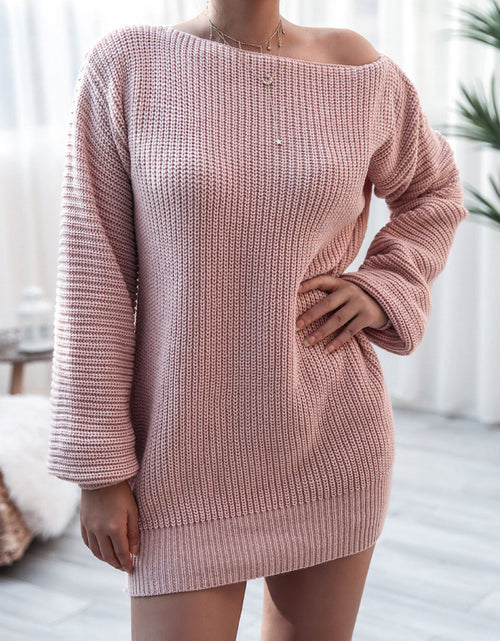Load image into Gallery viewer, Rib-Knit Mini Sweater Dress
