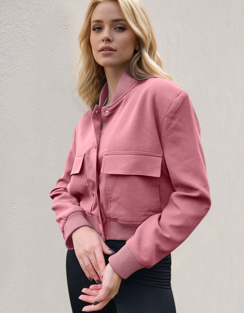 Load image into Gallery viewer, Pocketed Snap Down Baseball Collar Jacket
