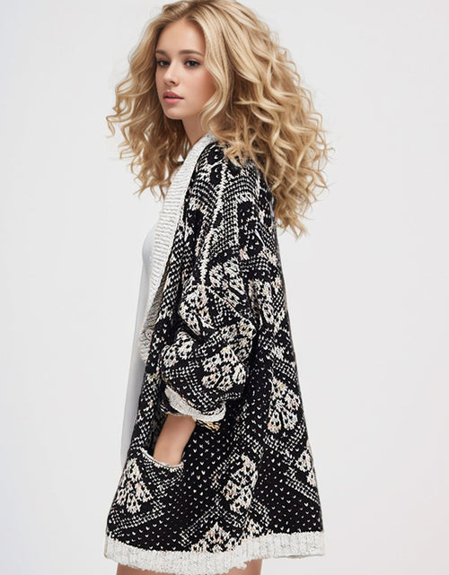 Load image into Gallery viewer, Open Front Long Sleeve Graphic Cardigan
