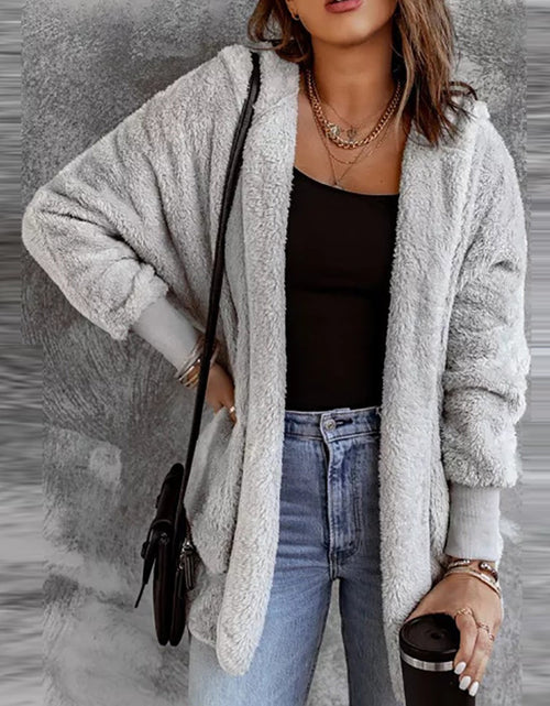 Load image into Gallery viewer, Open Front Hooded Faux Fur Outwear with Pockets
